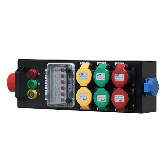 

Rectangle Stage Lighting Controller Electrical Power Box Power Distro Equipment 6CH 16A Output Power Distribution For Events