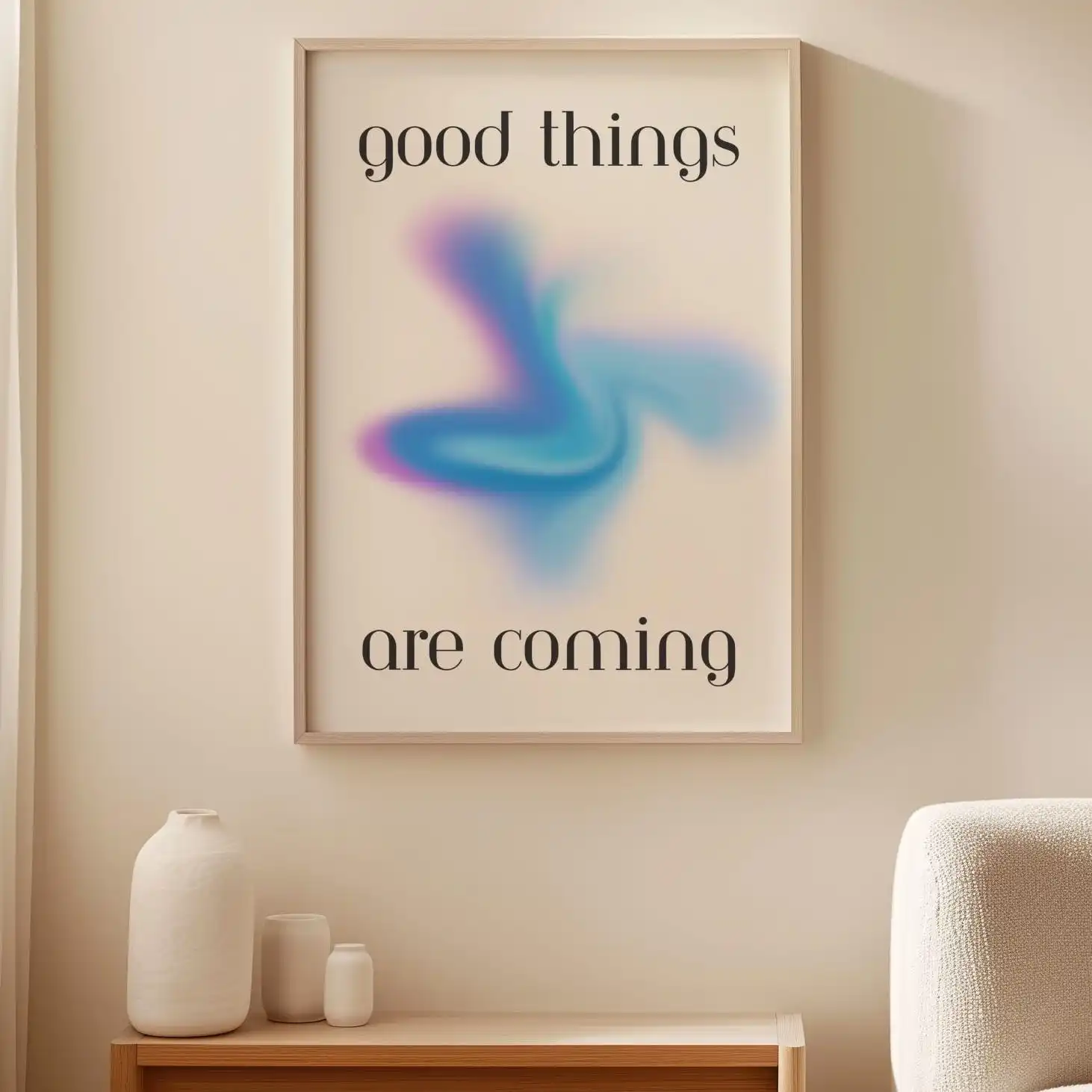 Simple Halo Gradient Poster, Positive Energy Spiritual Message Text Wall Poster Living Room Bedroom Decoration
