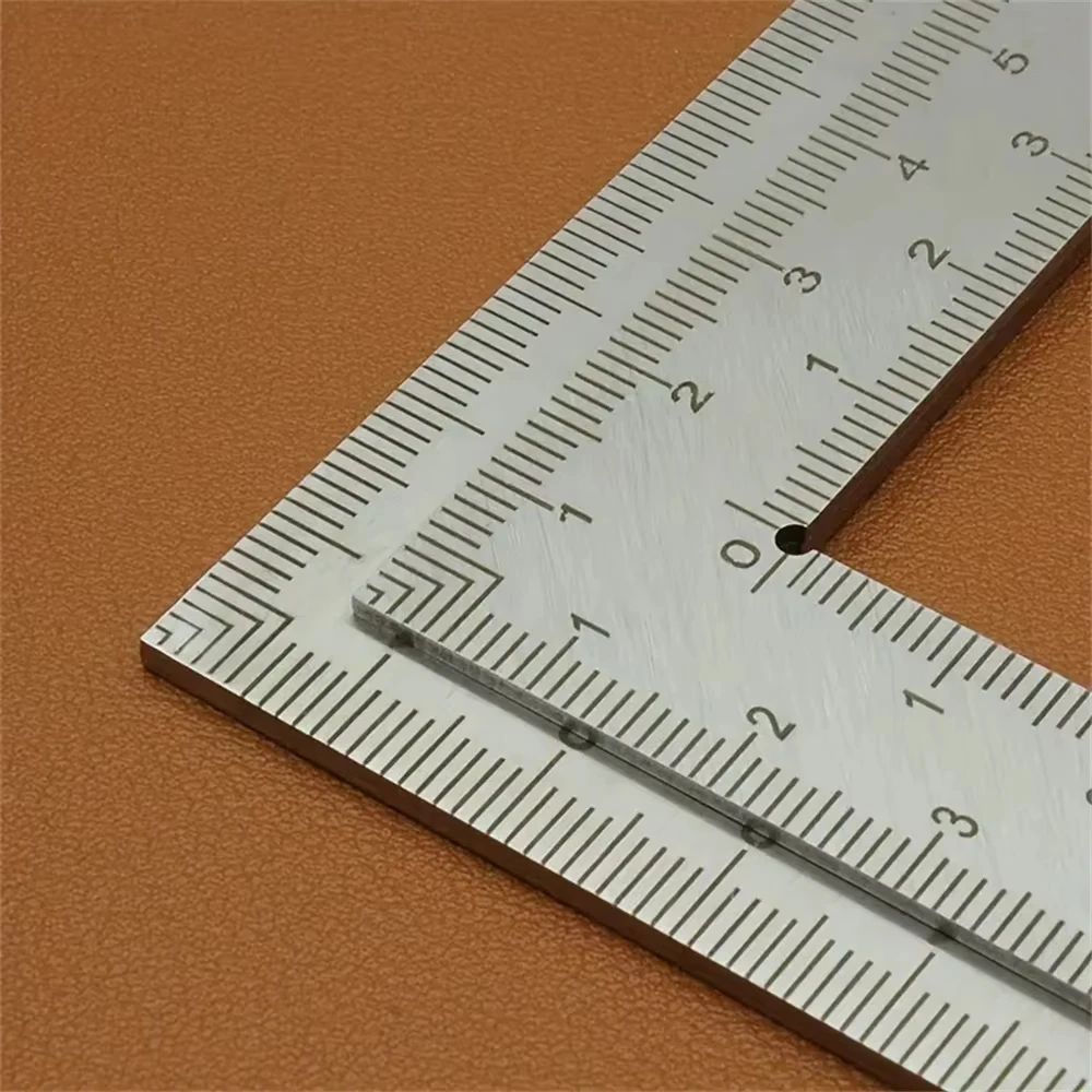 Mini Stainless Steel L-Shaped Double-Sided Precision Scale Ruler - High-Accuracy Measuring Tool for Leather Design, Metal Materi