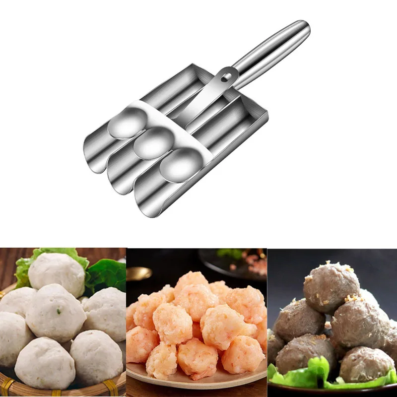 2/3/4 Meatball Making Tools Meatball Maker with Cutting Spade Multifunction Meatball Scoop Maker Stainless Steel Kitchen Manual