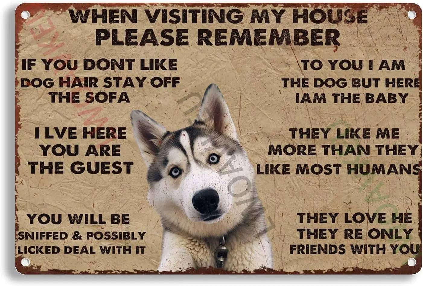 Aluminum Funky Tin Sign When Visiting My Home Dog's For Cafes Bars Shop Wall Decorative 8.00