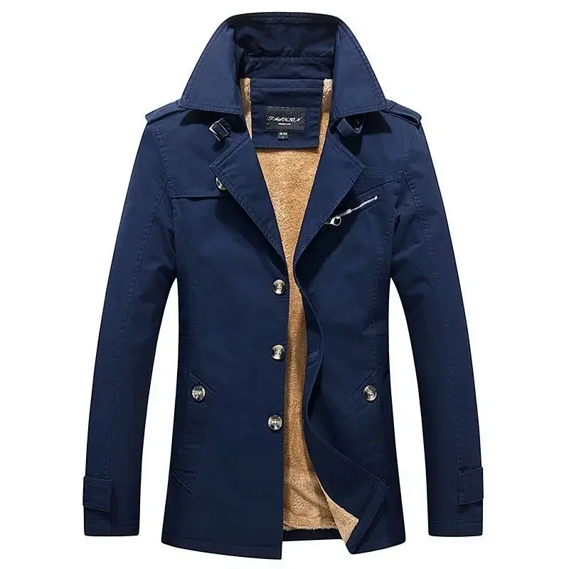 Heren Casual Bovenkleding Klassiek Lange Jas Dikke Warme Jassen Merk Heren Kleding Heren Windjack Nieuwe Fleece Mannen Lange Trenchcoats