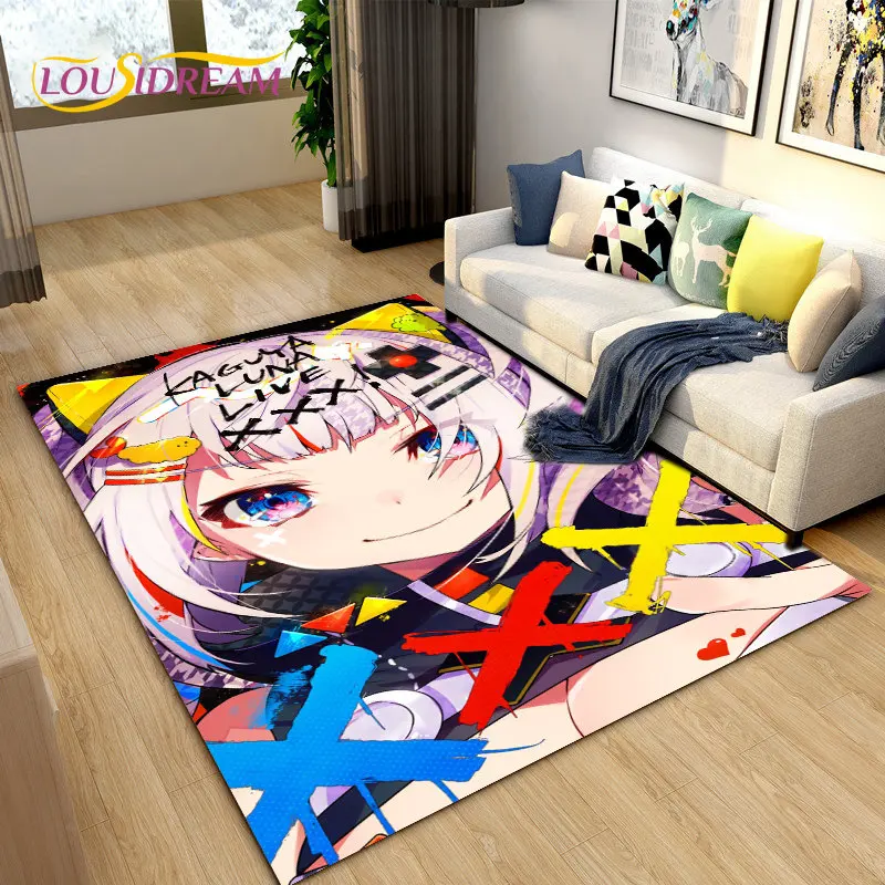 Gawr Gura Hololive Cute Anime Shark Area Rug,Carpet Rug for Living Room Bedroom Sofa Doormat Decoration, Kids Non-slip Floor Mat