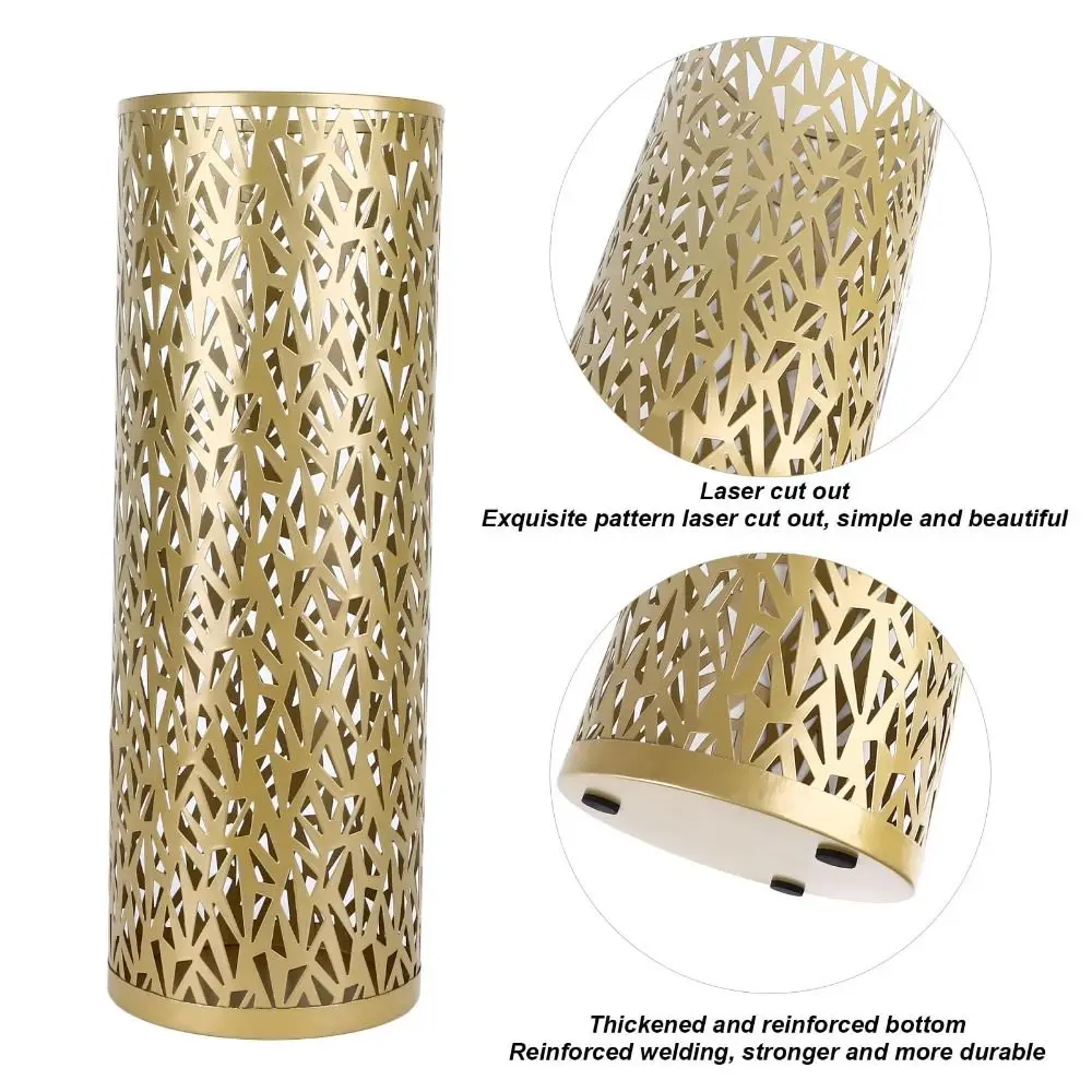 High Quality Metal Umbrella Stand Hollowed Round Umbrella Rack Freestanding Umbrella Organizer Bin For Home Hotel Office