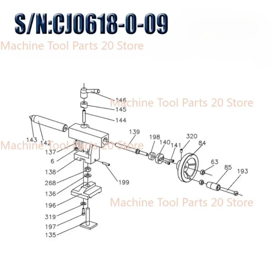 CJ0618-0-09 Tailstock Spindle Sleeve Inside Tail Screw Nut Lathe Accessories