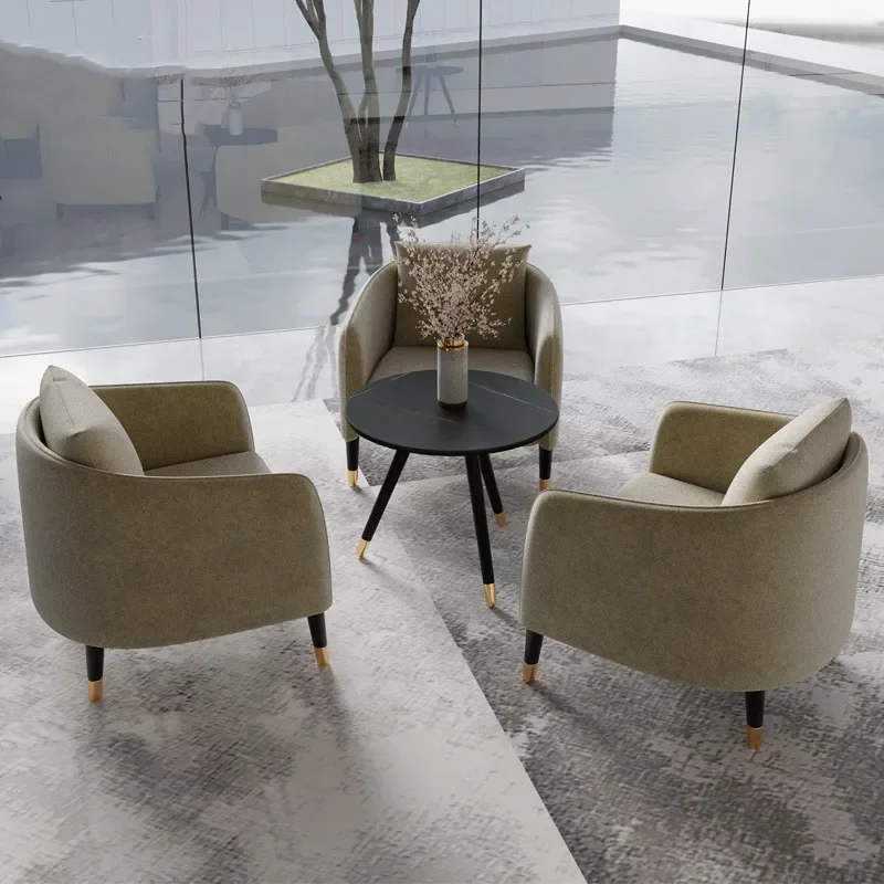 

Nordic sales office negotiates modern simple rock slab coffee table light luxury fabric sofa chair