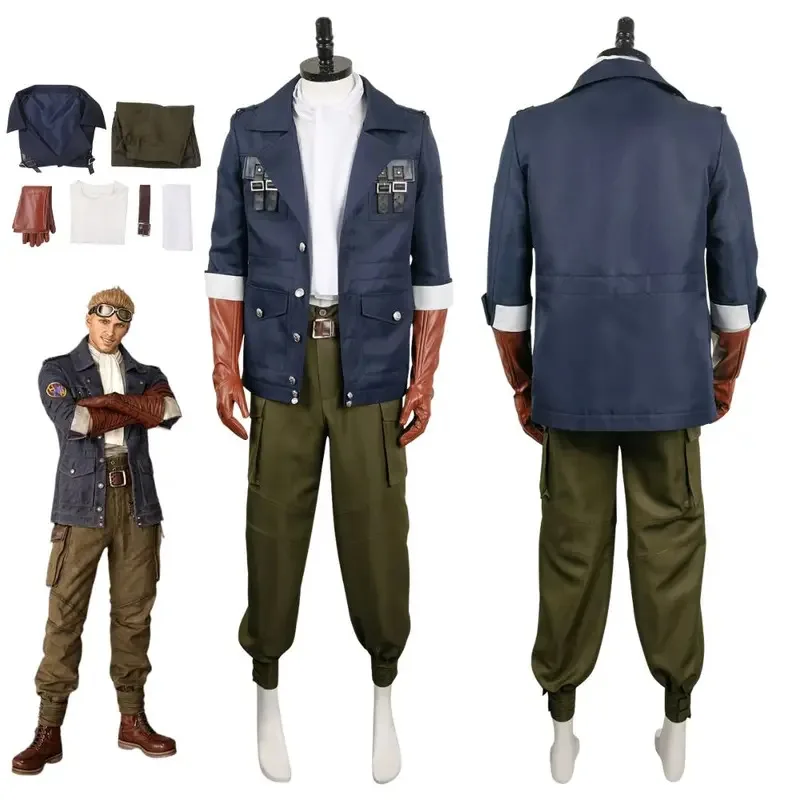 

LCK01 Final Fantasy 7 Cid Highwind Cosplay Costume Disguise for Adult Men Uniform Jacket Pants Fantasia Outfit Halloween CaYh1@！
