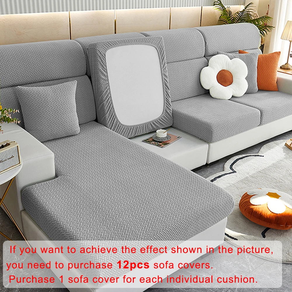 Elastic Twill Jacquard Sofa Cover Jacquard Soft Sofa Slipcover Protector for Office Living Room Home Decor Washable Cushion Case