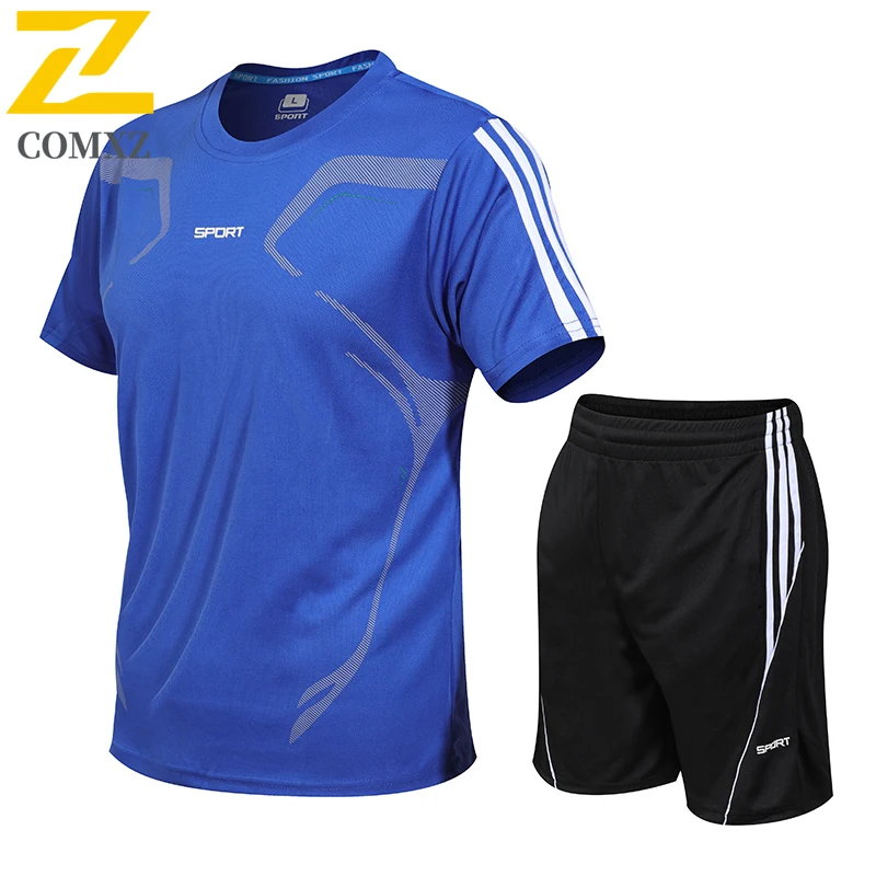 

Men Workout Quick-Dry Set Summer Fitness T-Shirt Shorts Running Breathable Athletic Wear Moisture Wicking Loose Fit Sportswear