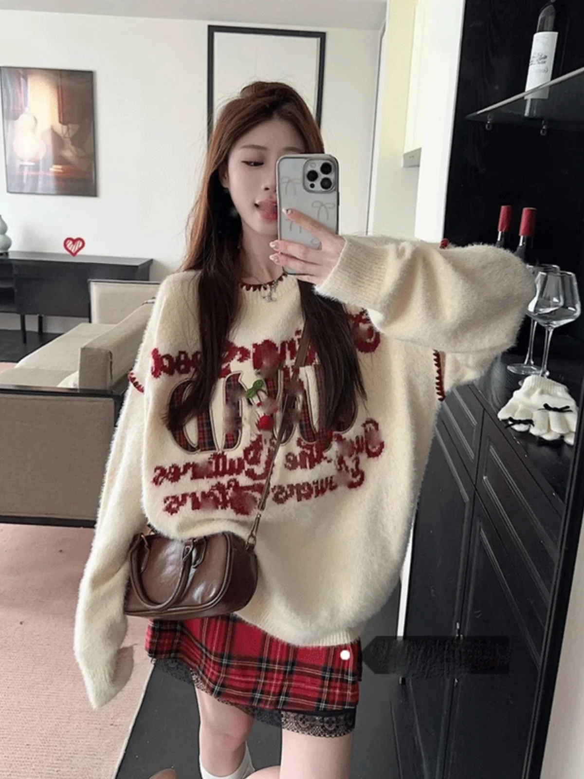 

Retro Cisas Embroidered Letter Long Sve Women's Knitwear Autumn Winter Loose Design Student Faion Small ence