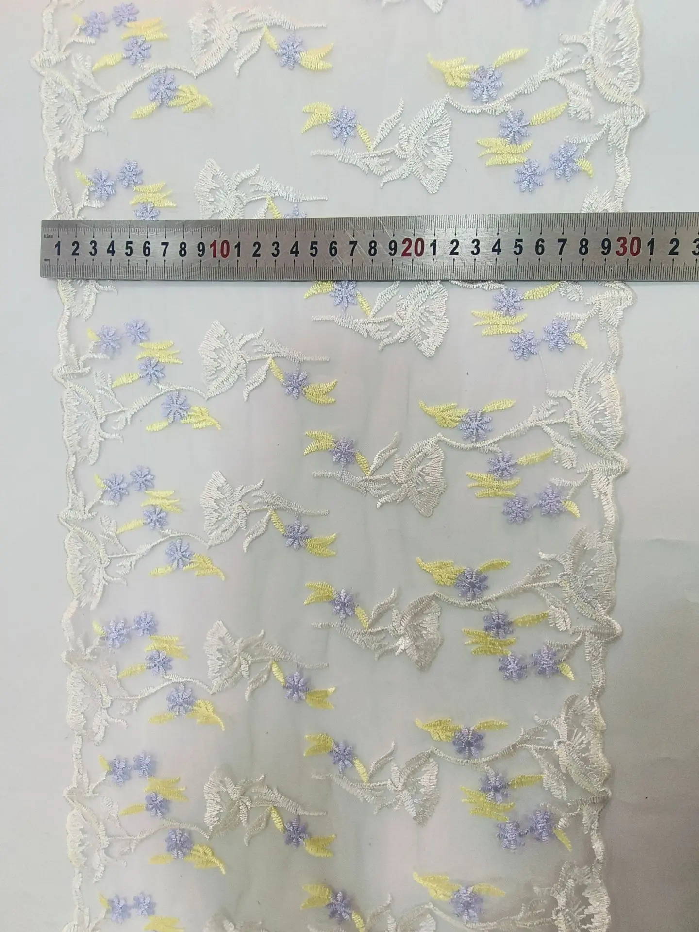 20Yards Bilateral Fancy Flowers Embroidery Lace Trim Soft Tulle Lace Fabric Women for Dress Lingerie 30cm Wide