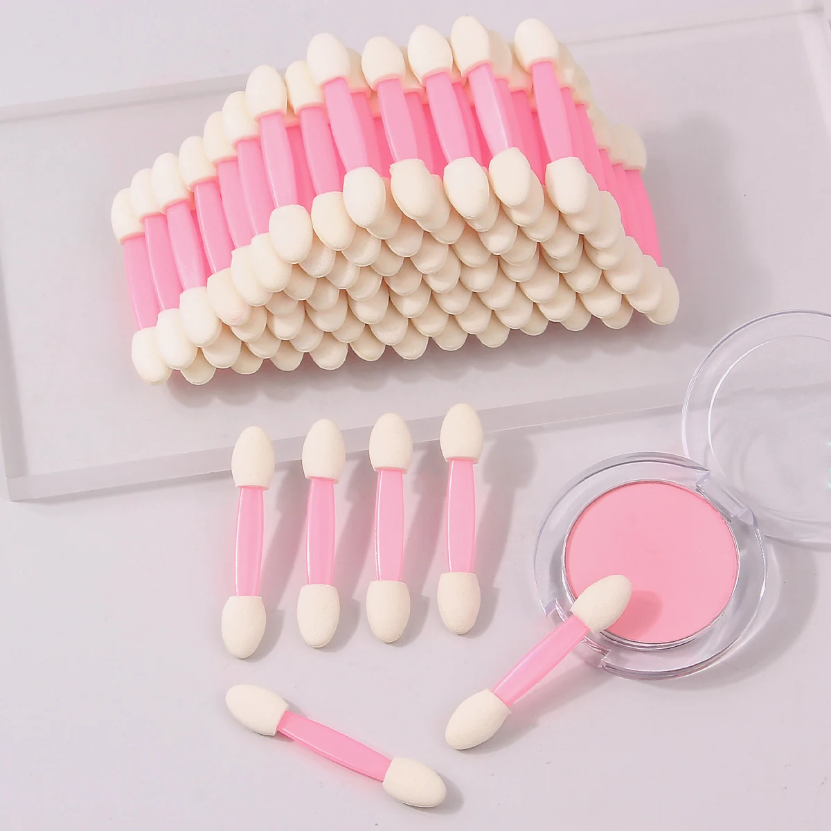 10/20/50/100PCS Doppelköpfiger Schwamm-Lidschattenpinsel, multifunktionaler Pinselstift für Nagelkunst-Anwendungen, tragbares Make-up-Werkzeug