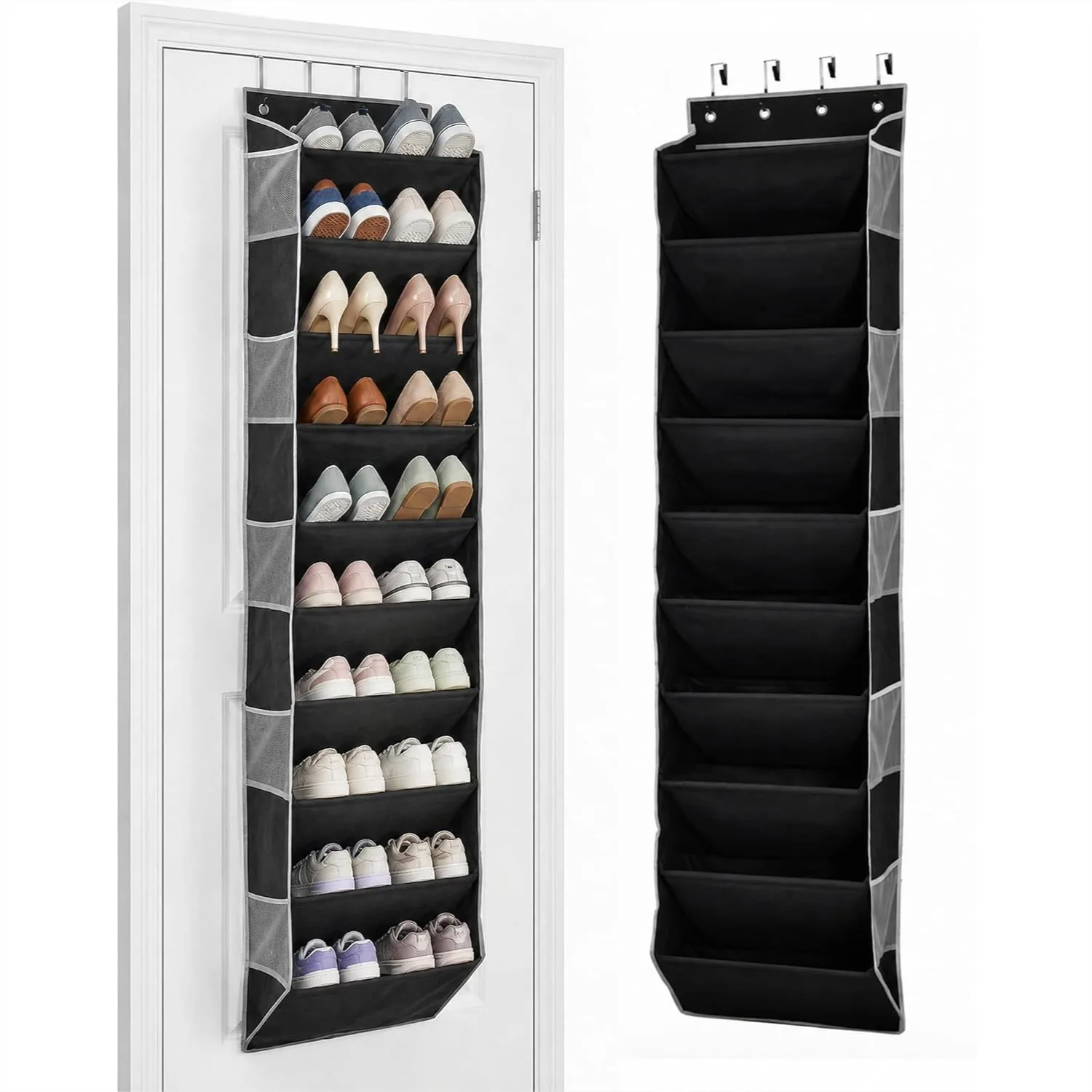 

10-Tier Over the Door Organizer with 4 Anti-Scratch Hooks, Hanging Storage for Closet, 20-25 Pairs