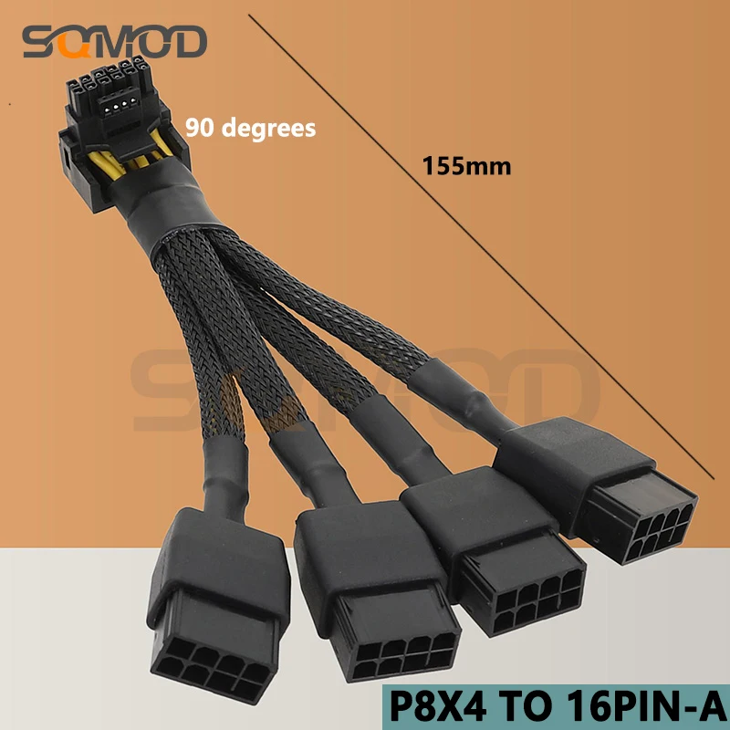 وحدة معالجة الرسومات RTX4090 RTX4080 سلسلة 16AWG 4x8pin 3x8pin PCI-e إلى 16Pin (12 + 4) PCI-e 5.0 12VHPWR موصل 90 درجة الكوع منتج جديد