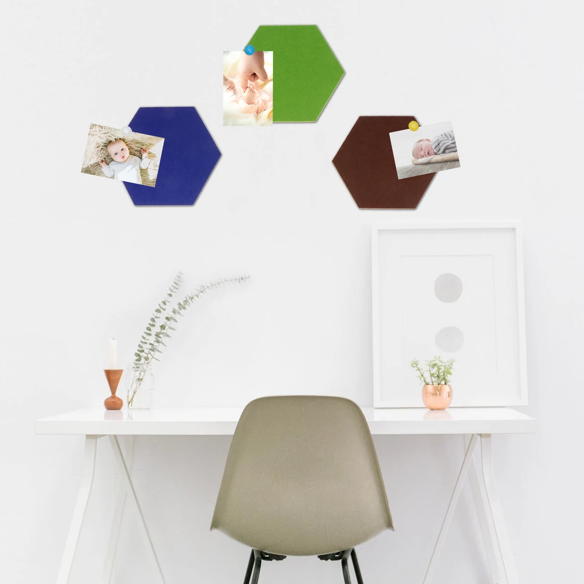 

8Pcs Hexagon Eva Felt Wall Sticker Colorful Memo Board Creative Self-Adhesive Wall Decal for Home Office Decoration