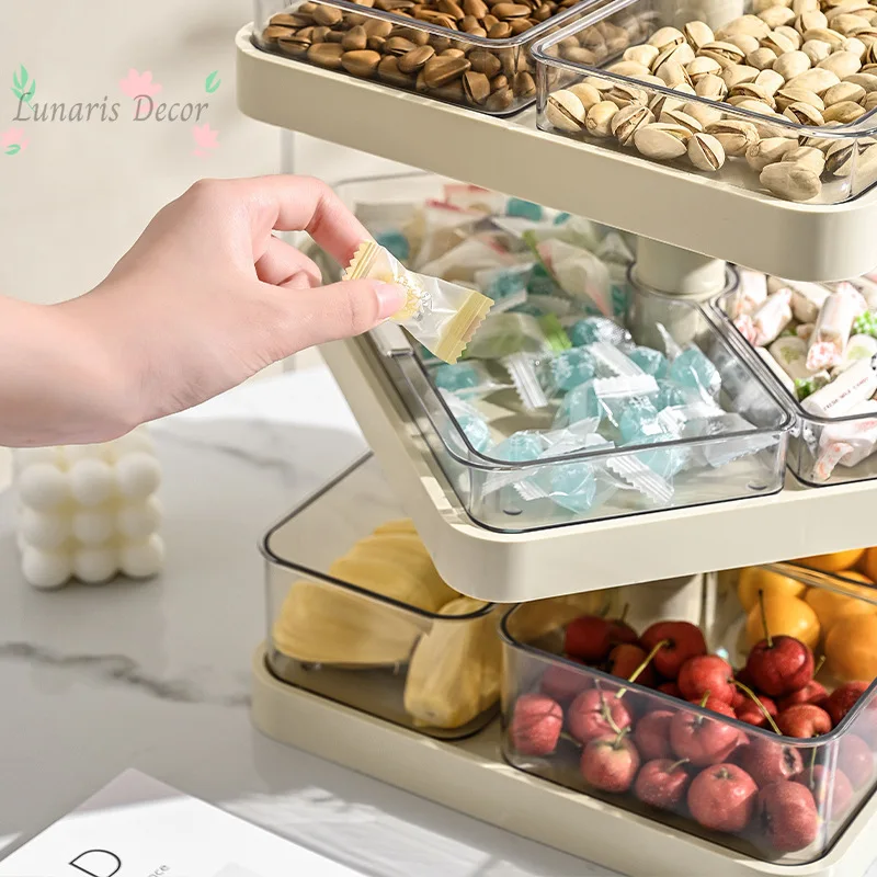 High Value Light Luxury Premium Rotating Multi-Layer Serving Tray, Household Dried Fruit Snack & Dessert Organizer