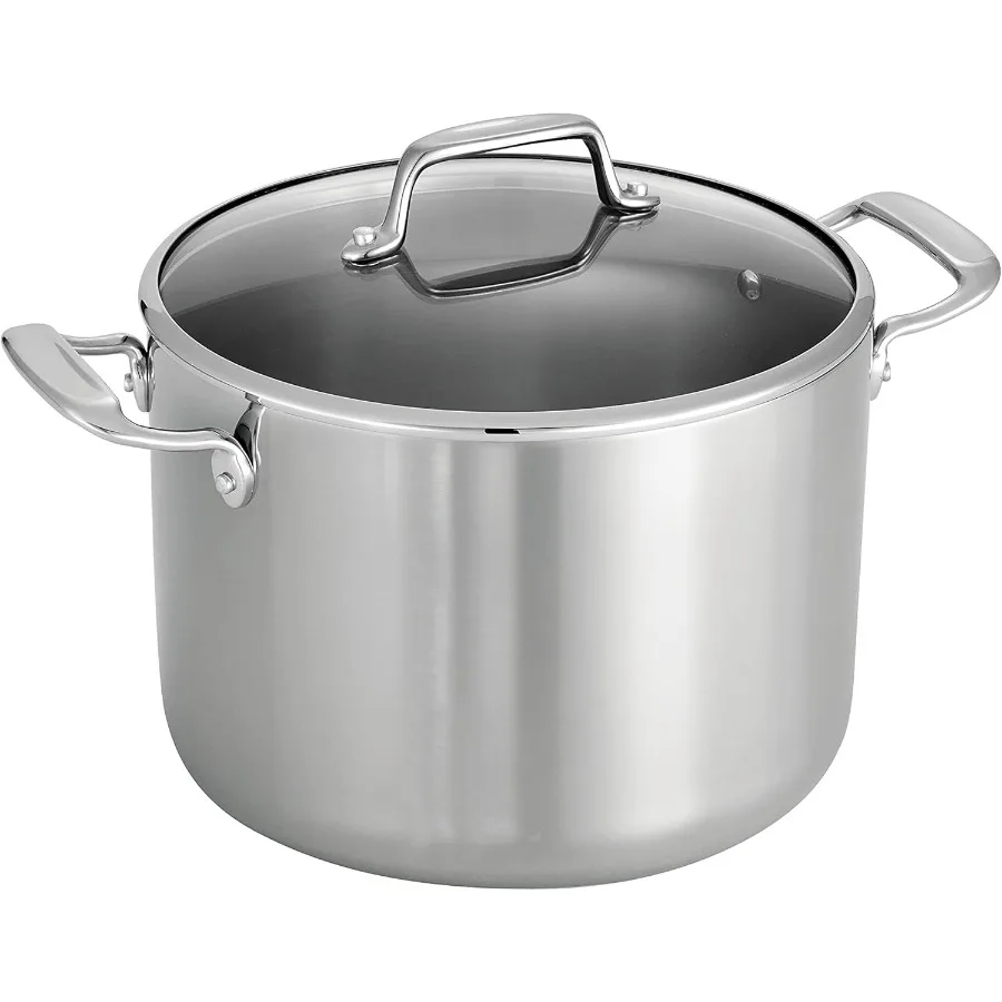 

Трехслойная кастрюля из нержавеющей стали, 8 литров, со стеклянной крышкой, индукционная, готовая, для макарон, можно мыть в посудомоечной машине, сертифицированная NS, сделано в Бразилии