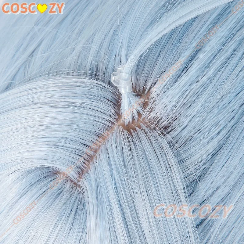 Zenless Zone Zero Lucia Cosplay Wig Long Light Blue Braids Hair Bun Wigs For Women Girls Spook Shack Party Carnival Free Wig Cap