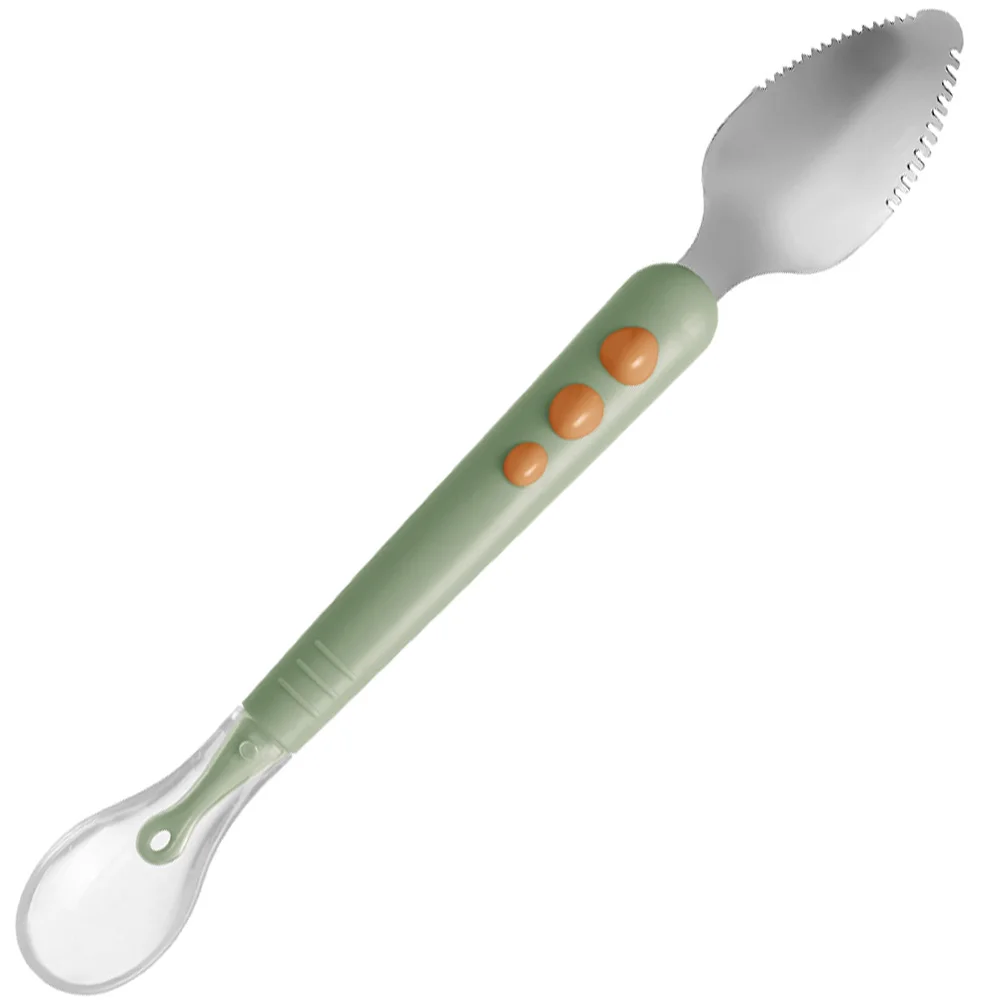 Fruit Scraper Puree Scraping Infant Spoon Baby Feeding Silicone Spoons Food Dispenser Double Head Training Stainless Steel