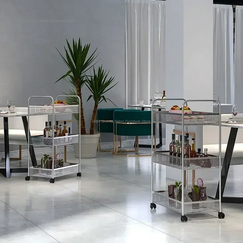 Hair Nail Salon Multi-functional Mobile Trolley Multi-layer Storage Rack for Tattoo Tool Cosmetics Snacks Drinks Cart Furniture