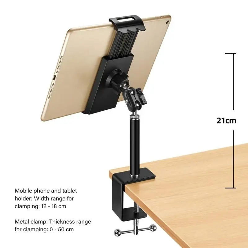 Y1UB MultiAngle Durability Phone Holder Mount For 4.5-11Inch Tablets Clip Stand Featuring Connecting Arm U Shaped Grip Ball Head