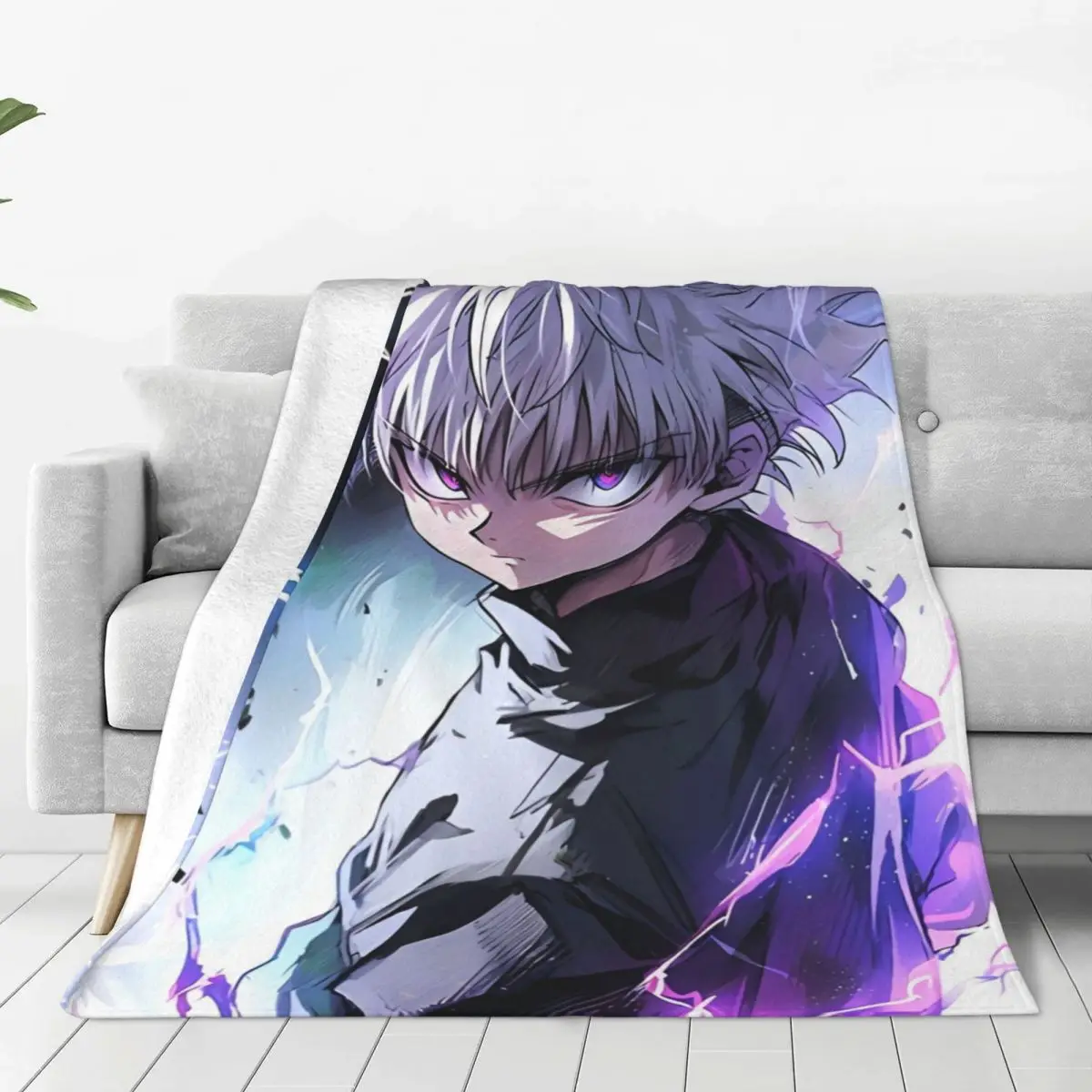 HxH Anime HunterxHunter Cartoon Blankets Manga Flannel Throw Blanket For Couch Chair Warm Customized Quality Bedspread Gift Idea