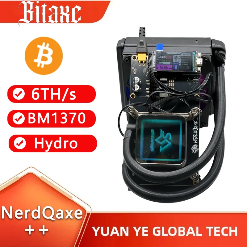 New Upgrade Miner NerdQaxe++ Hydro Rev 6.1 6TH/s 100W Solo Miner For Mining Bitcoin Liquid Cooler BTC Miner Crypto Machine