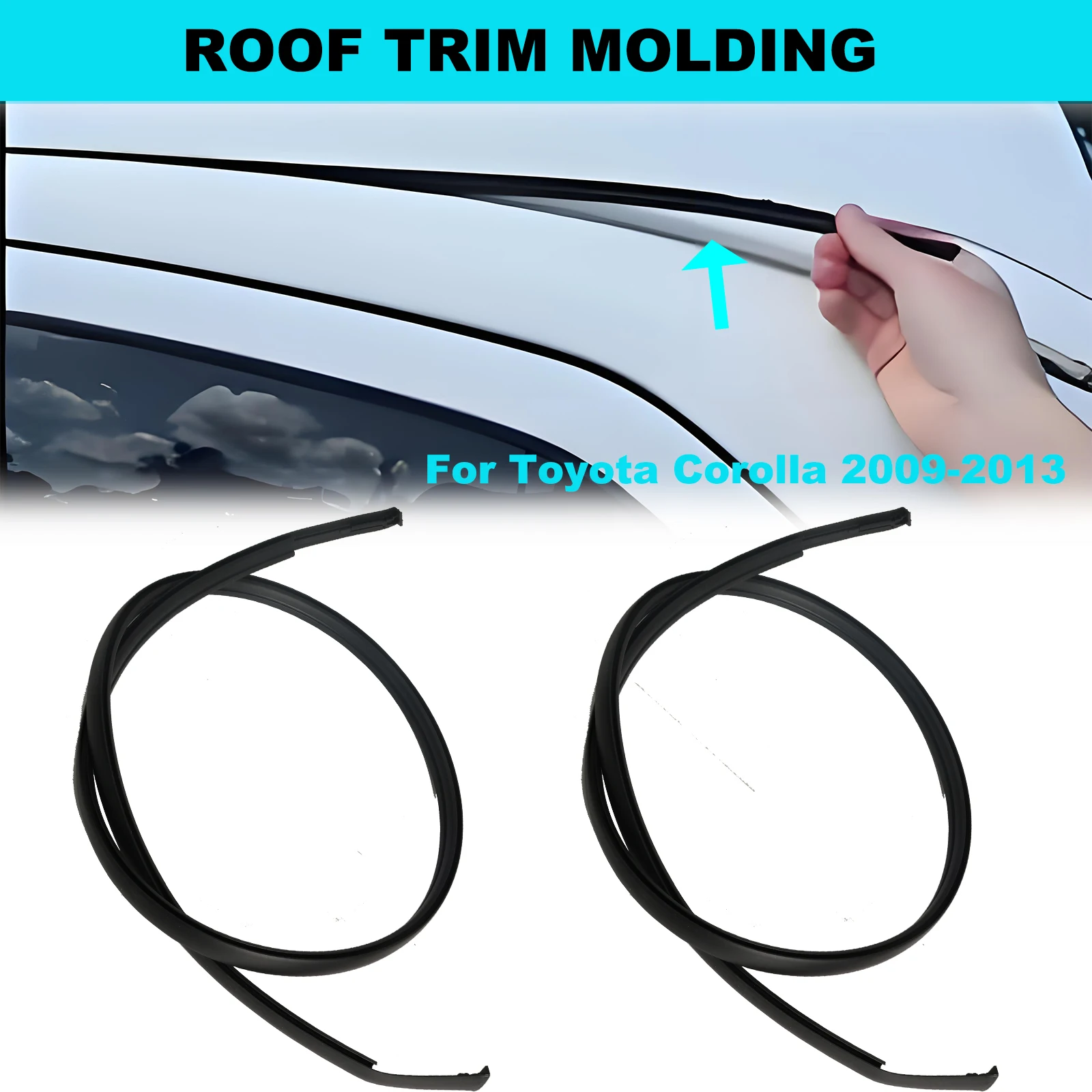 2 peças 75556-02160 75555-12140 para toyota corolla sedan 2009 2010 2011-2013 telhado de borracha gotejamento acabamento lateral moldagem tira de vedação guarnição