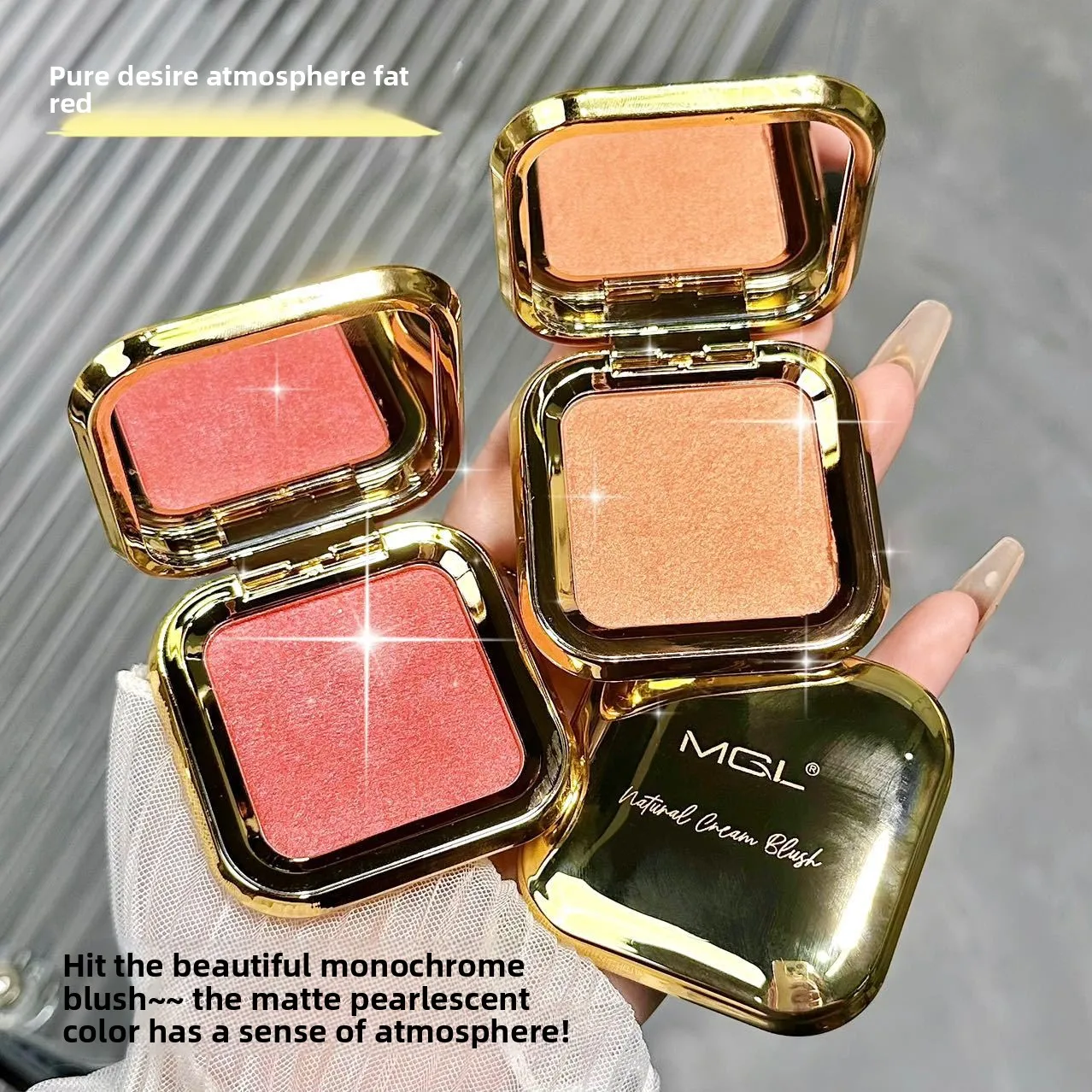 

Gold Cased Blush Low Saturation Orange Pink Tone Natural Finish Long Lasting