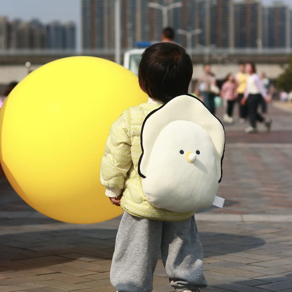 Yell stuffed 38cm Plush Small round eyes Raw Oyster Backpack pacifier zipper travel storage bag stretchy soft fluffy doll gift