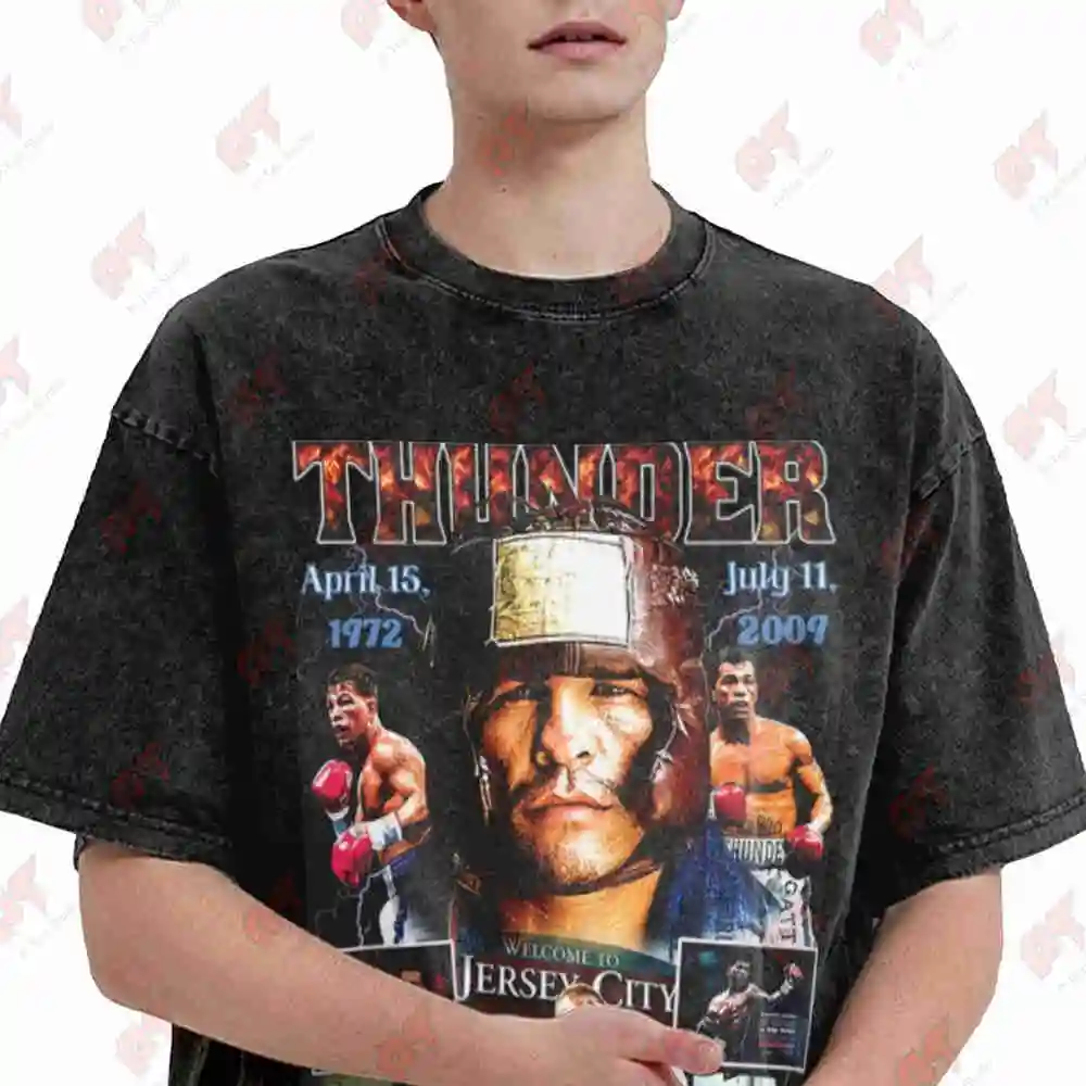 Arturo Gatti Tribute Boxing Thunder Jersey Vintage Washed Tee Pure Cotton T-Shirt