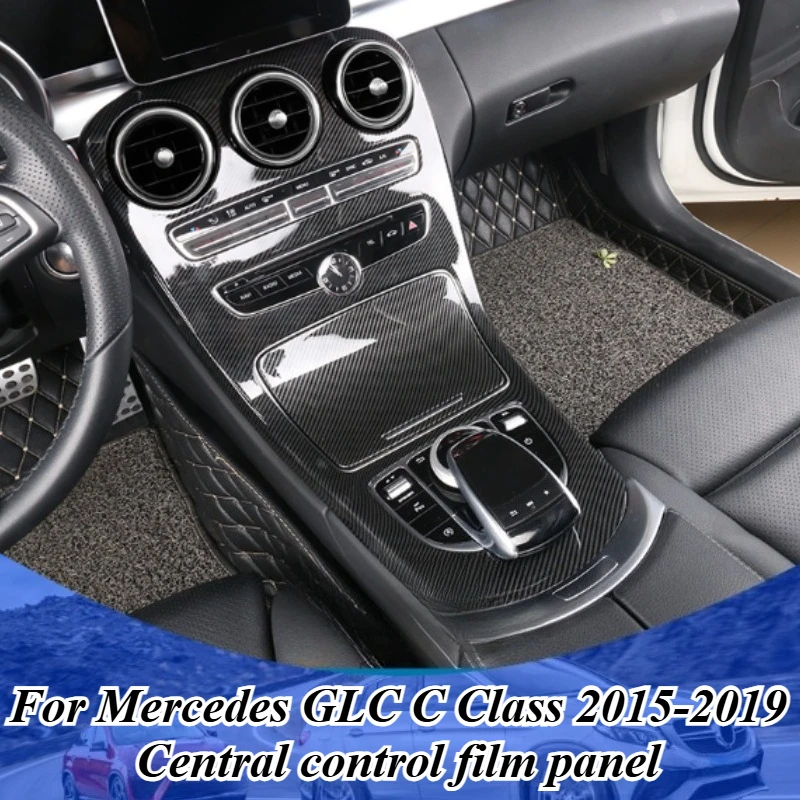 

For Mercedes-Benz GLC C Class 2015-2019 Center Console Screen Trim Panel Cover Anti Scratch Carbon Fiber Look Film Car Interior