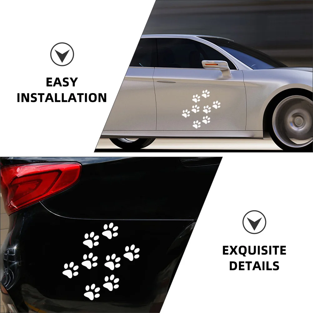 24Pcs Cat Footprint Car Sticker Easy to Apply Remove No Body Window Decorative Decal Cute Auto Decoration