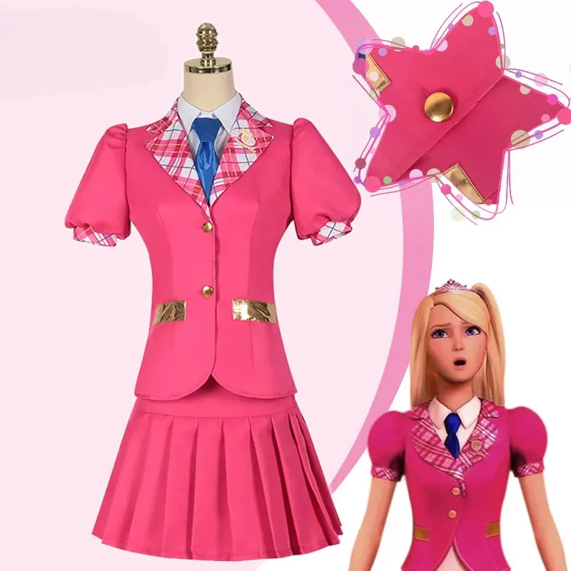 

2025 New Movie Barbiee Cosplay Costume Halloween Princess Dress Delancy Wen COS Outfit Women School Uniform Top Skirts Carn★★★hh