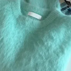 Chic Fashion Lazy Soft Mohair Thick Loose Jumpers Pullover New Oversize Autumn Winter Green Long Sleeve Knitting Warm Sweaters