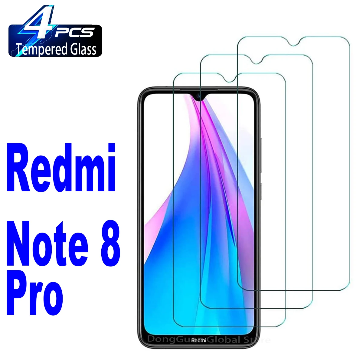 

2/4Pcs 9H Tempered Glass For Xiaomi Redmi Note 8 Pro HD Screen Protector Film