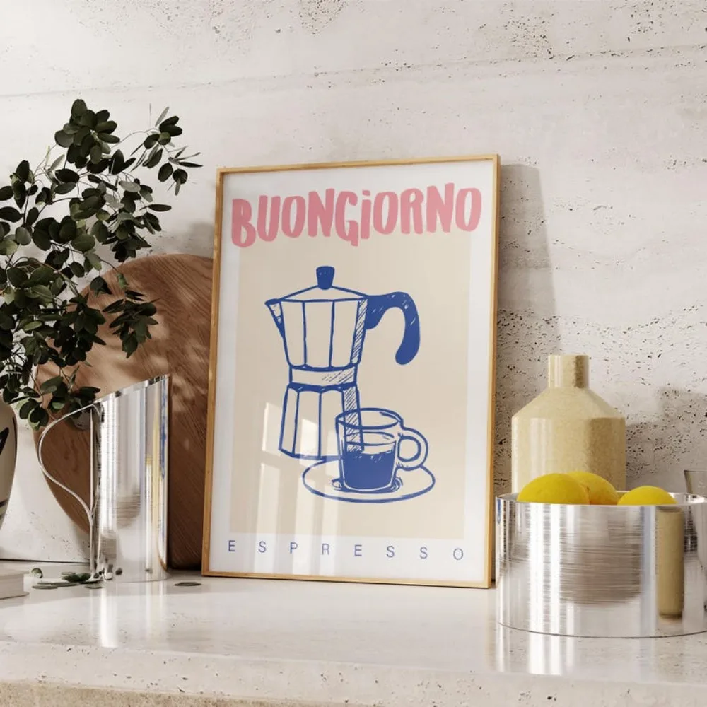 Printable Kitchen Wall Art,Modern Coffee Poster,Digital Download,Moka Pot Espresso Art Print,Bar Cart Italian,Kitchen Wall Decor