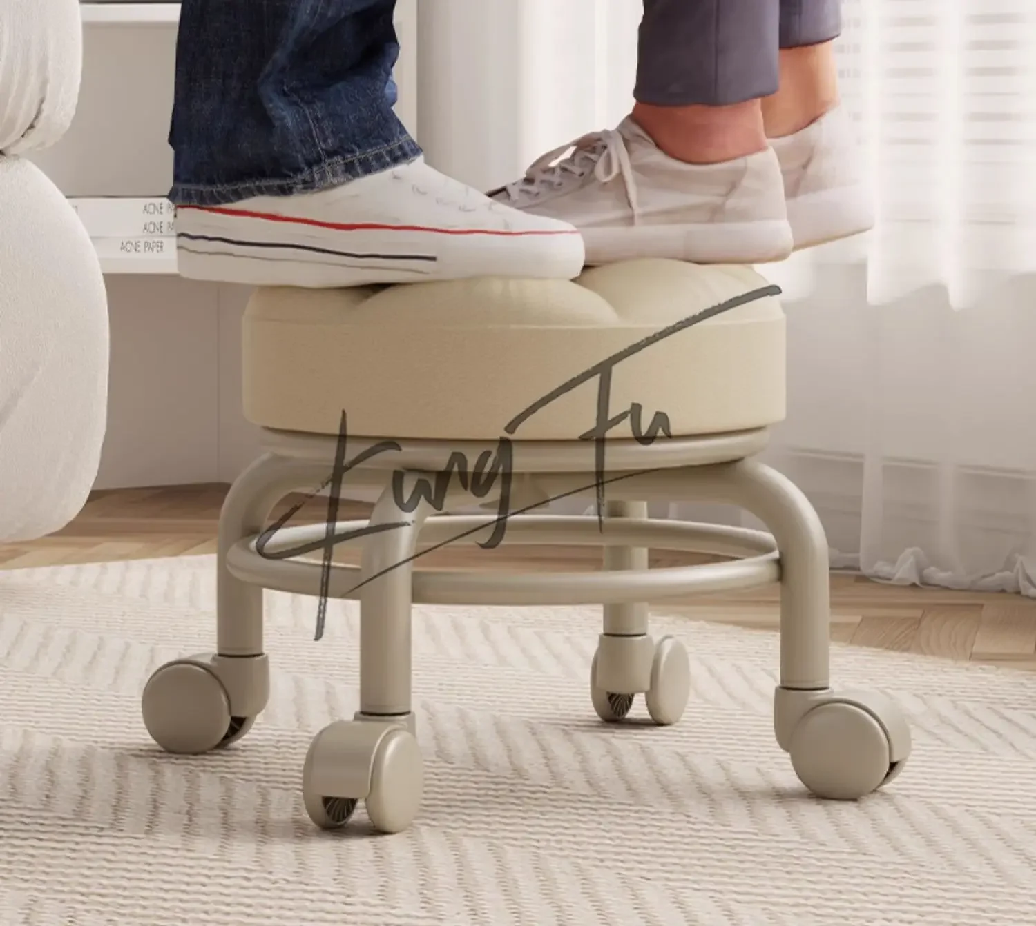 

Small stool pulley household living room round stool