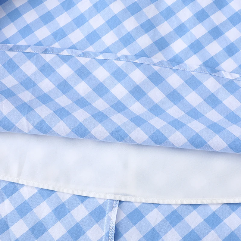 

High Waist Plaid Skirt Women's Faion Versatile Blue Polyester Fiber A-Line Skirt Loose Fit Mid-Length Summer 2025