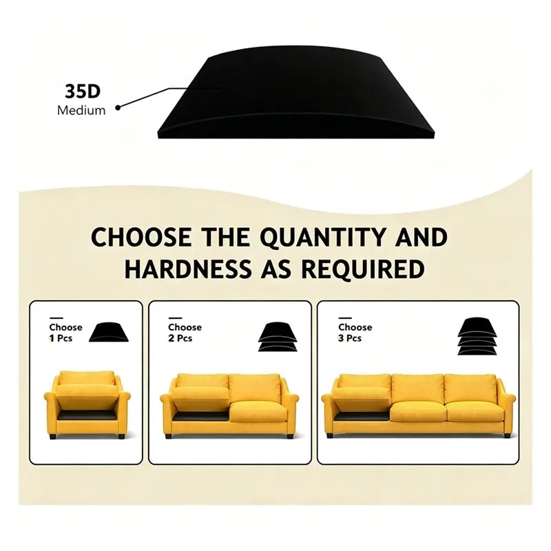 B97A-Foam Replacement For Sagging Couch Cushion Support, For Sofa Furniture Seat Cushion Repair, Foam Cushion Support Black
