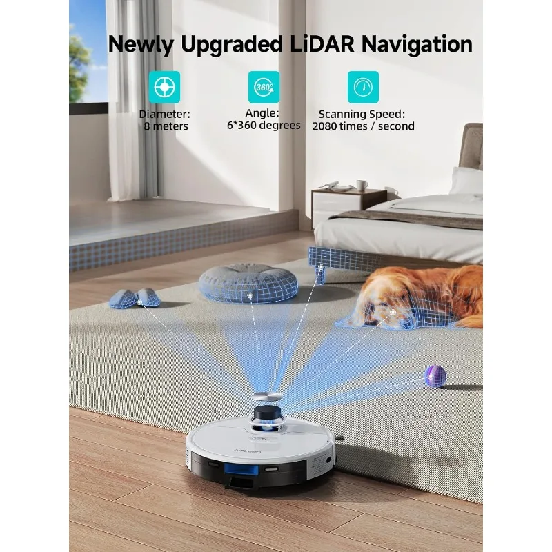 Robot Vacuum and Mop,Self-Emptying Robot Vacuum Cleaner,3500Pa Suction,Laser Navigator with Smart Mapping Robotic Vacuums