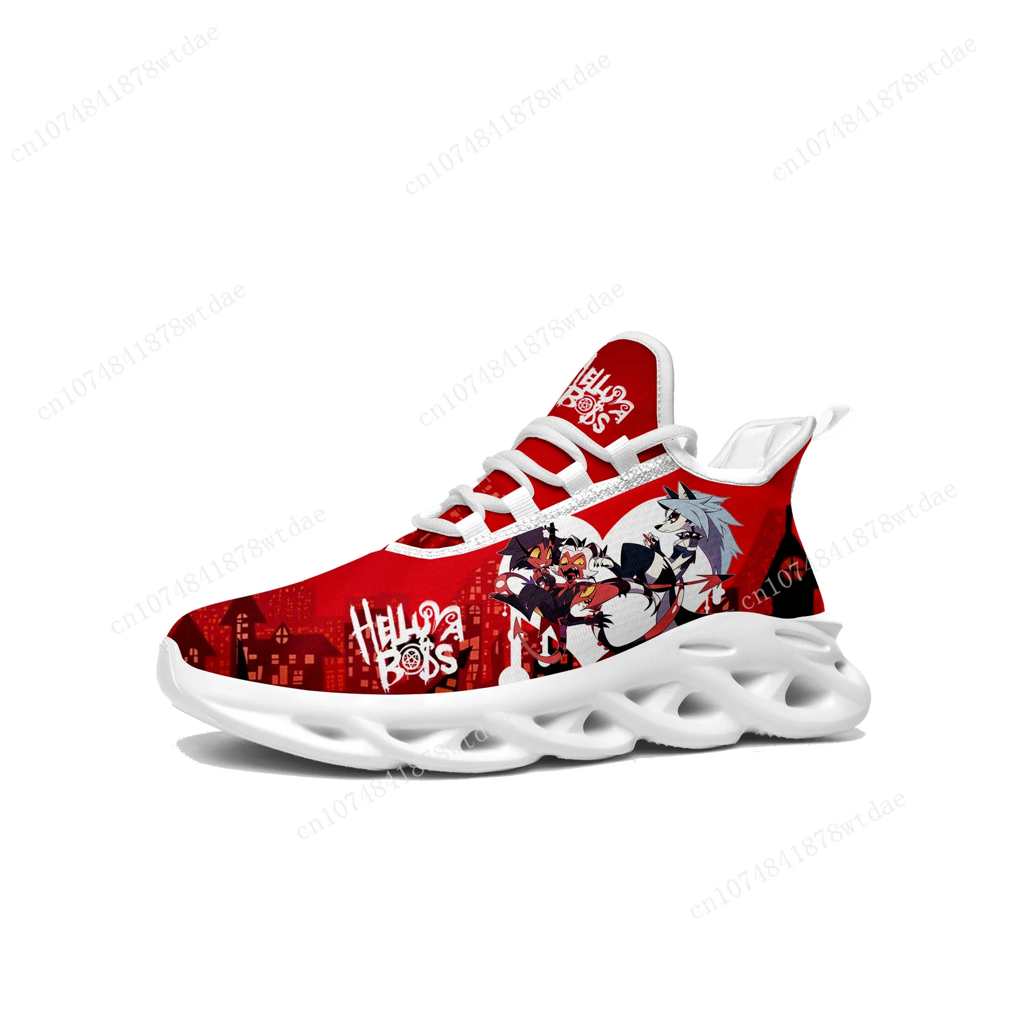 Boss Anime Cartoon Manga Comic Helluva Flats Sneakers Mens Womens Teenager Sports Running Shoes Custom Lace Up Mesh Footwear