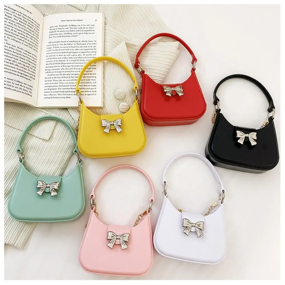 

Универсальная мини-ручная желейная сумка с украшением в виде банта, сумка через плечо ярких цветов, новая модная сумка с цепочкой для женщин и девочек, сумка с луной