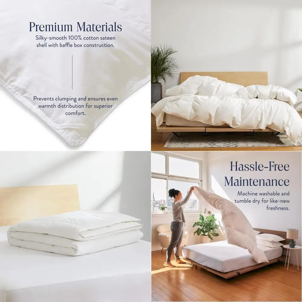 

Luxury 100% Natural Canadian Duck Down Duvet - 750 Fill Power, Box Stitch, 100% Cotton Shell, Full/Queen Size