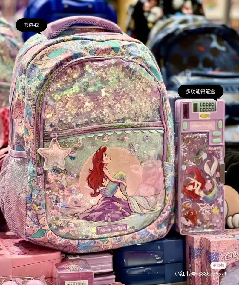 Disney Smiggle Mermaid School Bag Pencil Case Notebook Stationery Set Student Lunch Bag Y2k Backpack Girl Birthday Gift