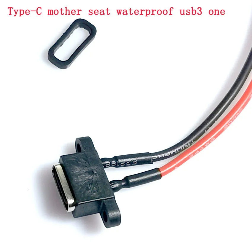 Type-C female seat waterproof usb3 1. The black rubber shell of the mother seat is provided with double ear screw holes and colu