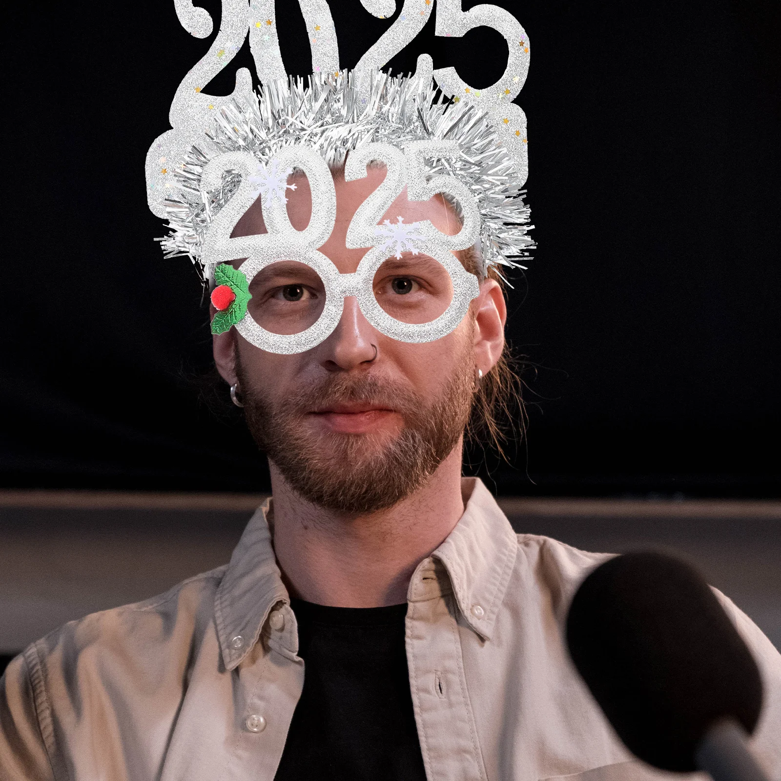 

1 комплект, новогодняя повязка на голову, праздничный головной убор 2025 года, блестящая повязка для волос для взрослых, повязка на голову с мишурой для празднования Нового года для взрослых