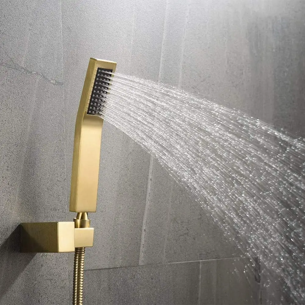 Brass Waterfall Wall-Mounted Bathroom Bathtub Faucet with Handheld Shower