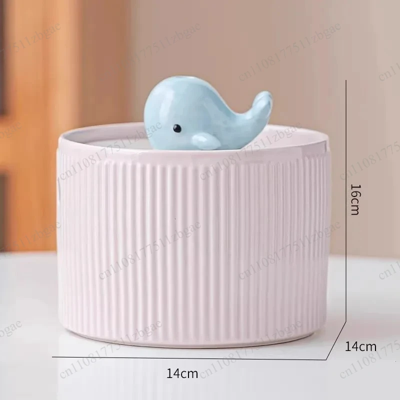 Creative Ceramic Whale Shape Pet Bowl Automatic Circulating Water Feeder Water Dispenser for Dog Cat Home Pet Feeding Supplies