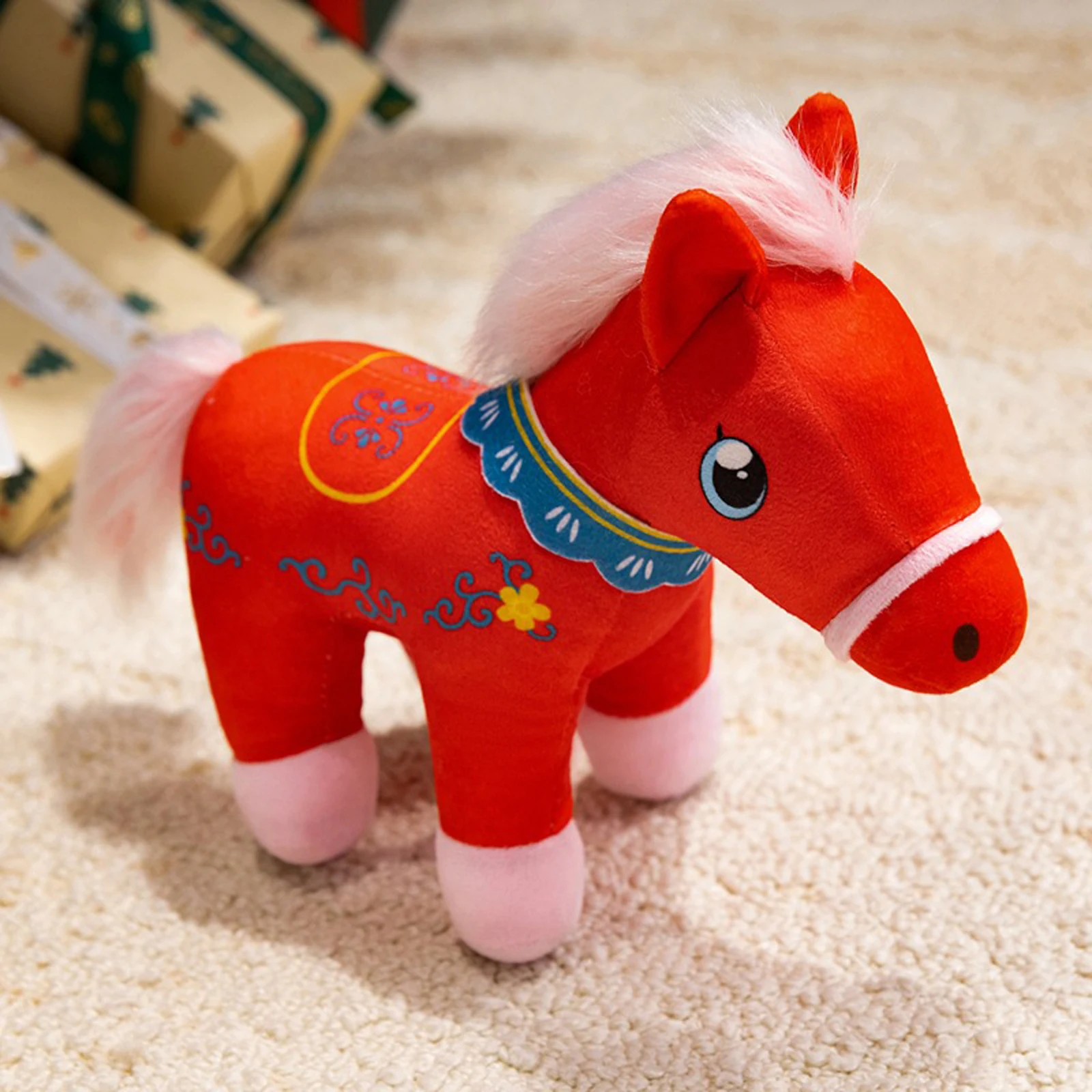 Creatieve paard pluche mascotte schattige dierenriem paard gevulde pop voor bedrijfsevenementen festival decor